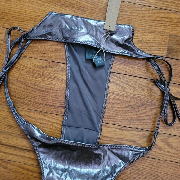 NWT SKIMS | Metallic Swim Tie Bikini Bottom | Sz. L - Picture 7 of 8